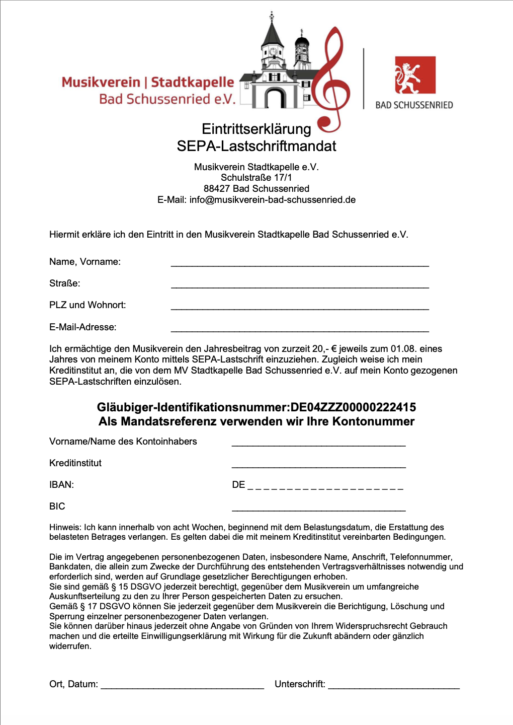 Eintrittserklärung